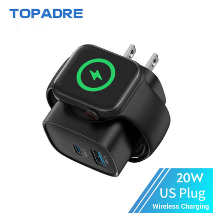 3 in 1 USB C Wall Charger Block for iPhone, Ipad, Apple Watch