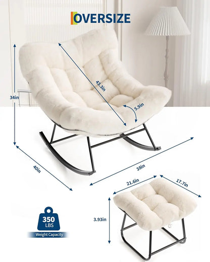 Outdoor/Indoor Oversized Rocking Chair with Footrest