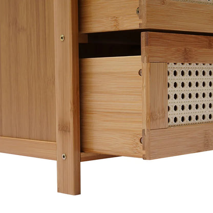 3- Drawer Bamboo Wood Bedside Nightstand