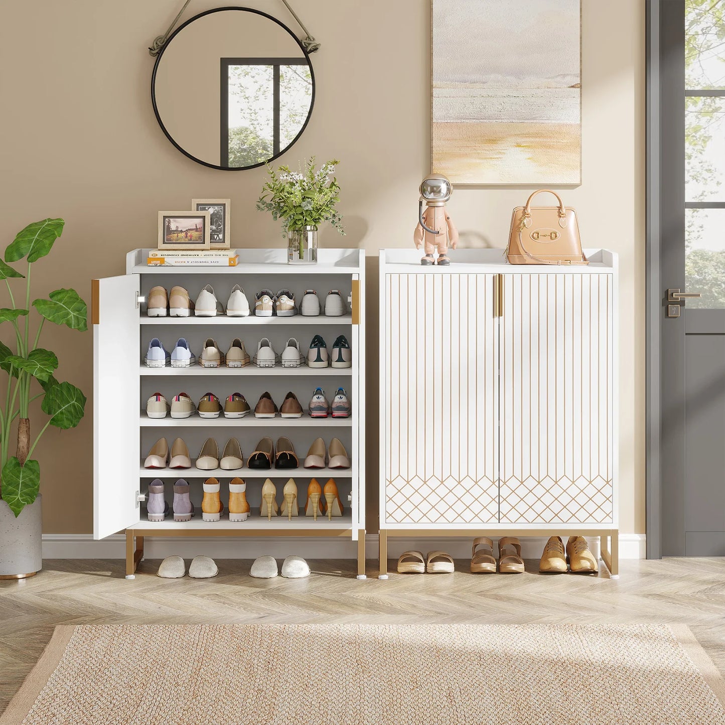 5-Tier Shoe Cabinet with Doors