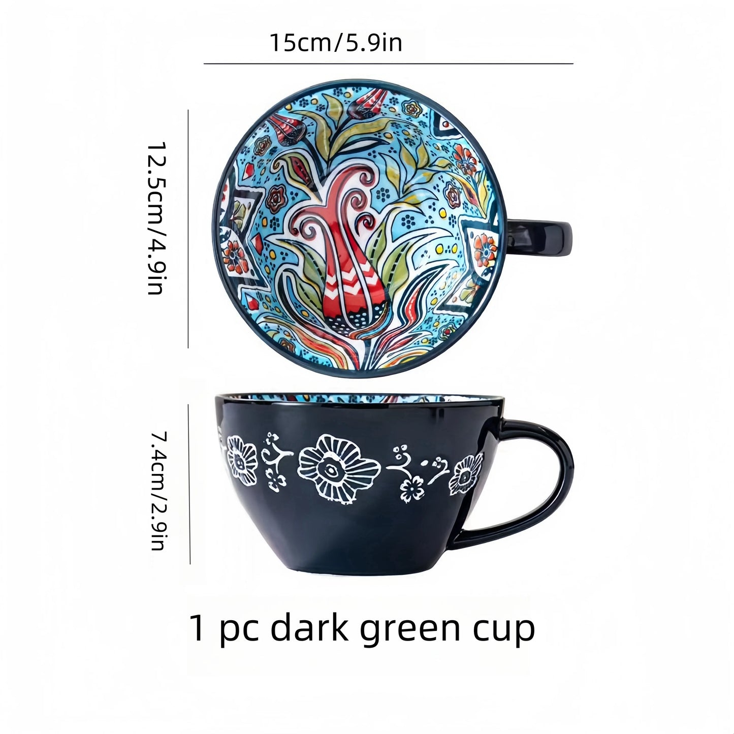 Hand Painted Ceramic Bohemian Mug