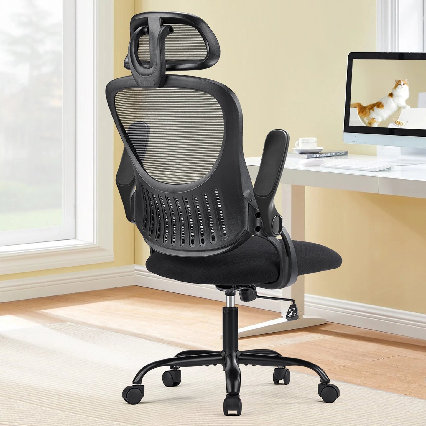 JHK Office Chair Lumbar Support Adjustable Headrest & Arms