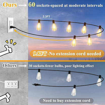 150FT Dimmable LED Patio String Lights