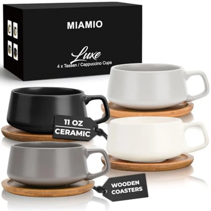 Set of 4 Ceramic Cups and Saucers