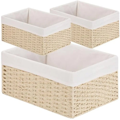 3-Pack Woven Rope Wicker Baskets