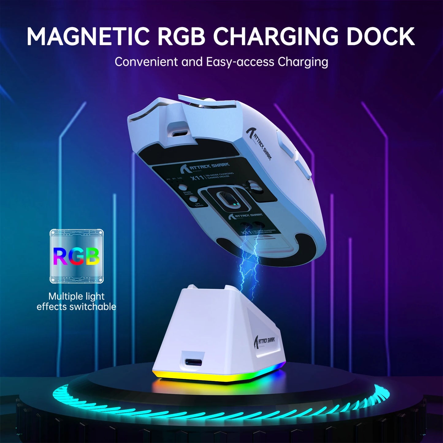 Lightweight Wireless Gaming Mouse with RGB Backlight Charging