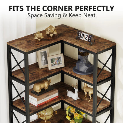 Tribesigns 7-Shelf Corner Bookshelf w/ Metal Frame