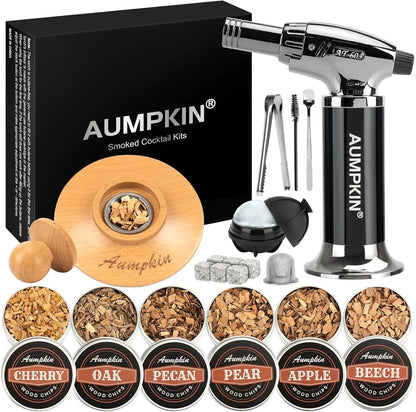 Cocktail Smoker/Infuser Kit with Torch - 6 Flavors Wood Chips