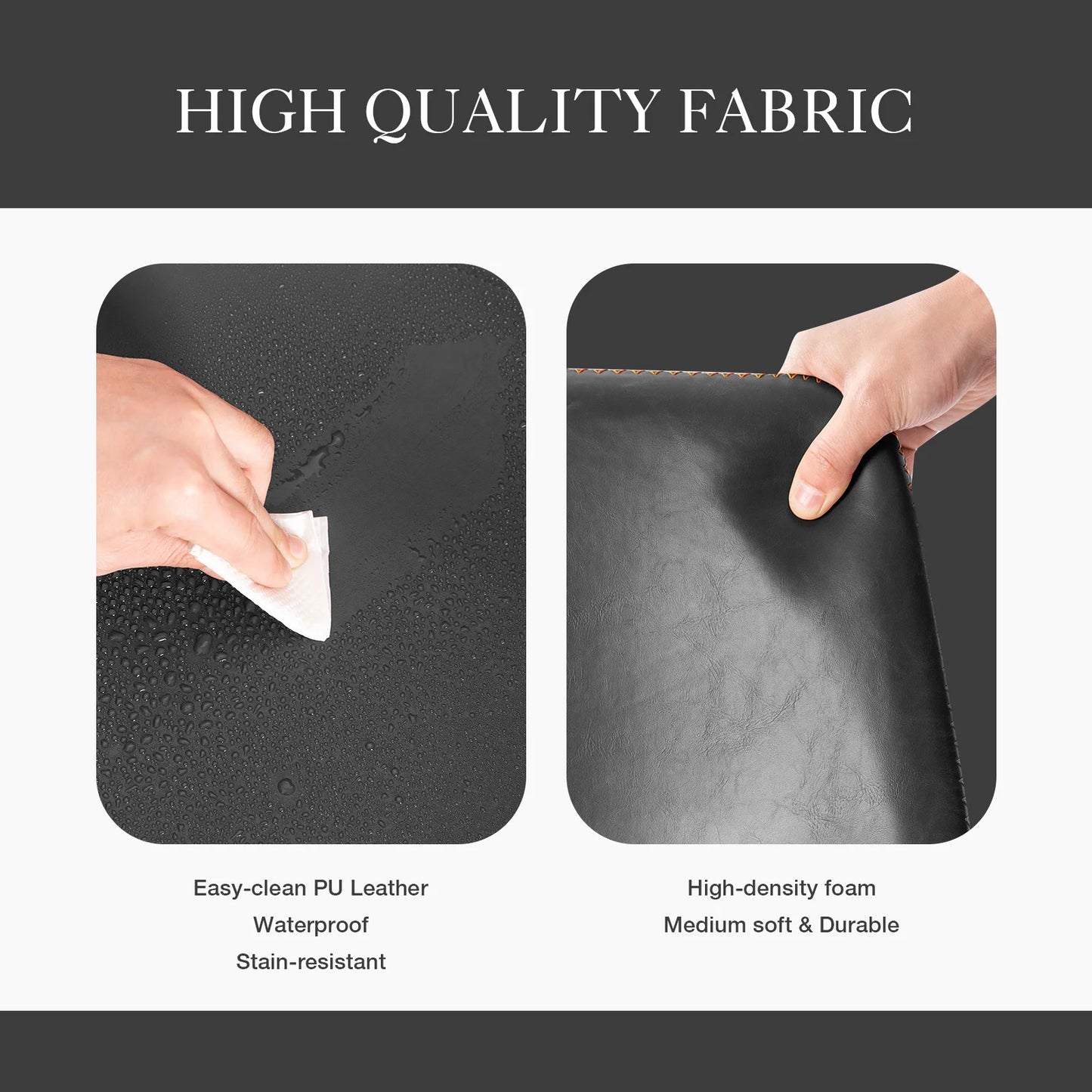 Set of 2 Modern Faux Leather Counter Height Bar Stools