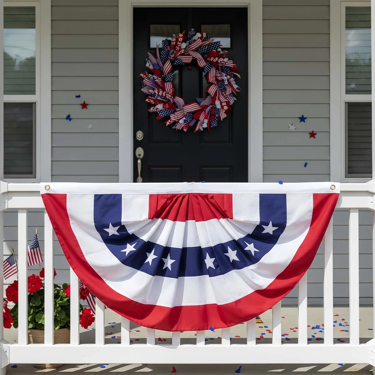 2pcs USA Pleated Half Fan Bunting Flags