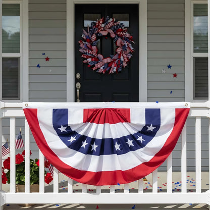 2pcs USA Pleated Half Fan Bunting Flags