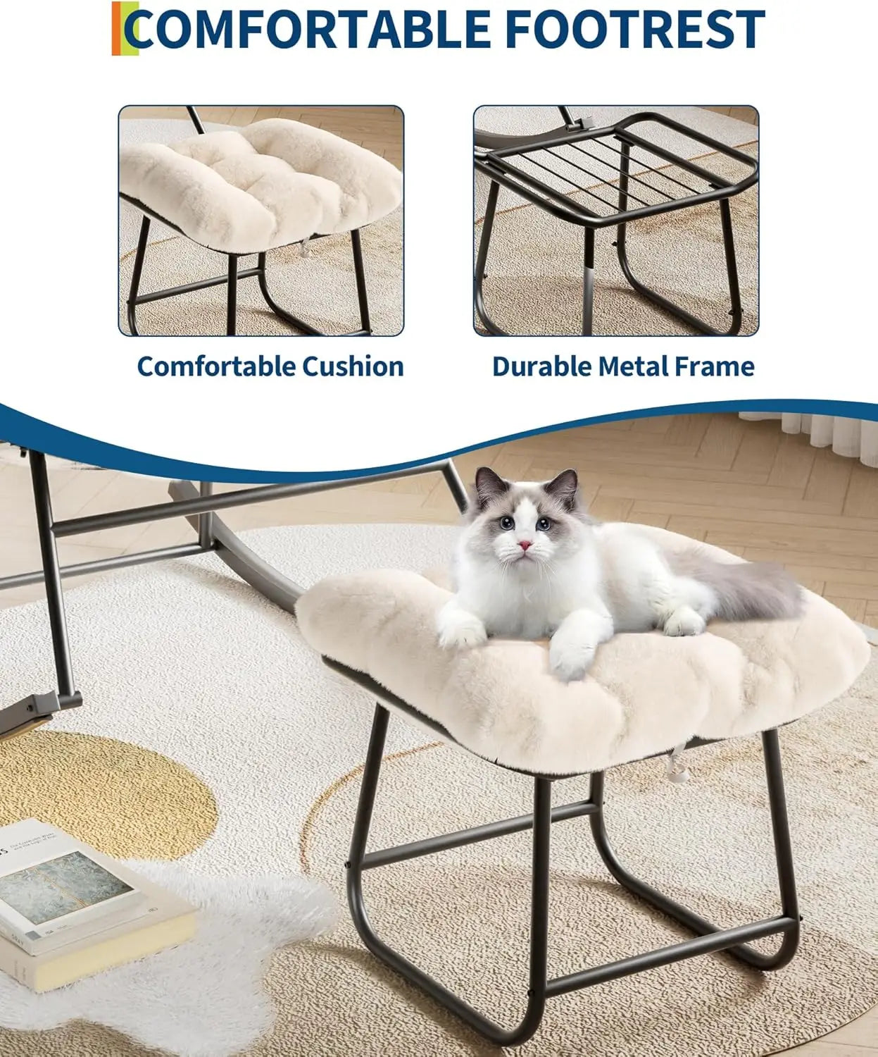 Outdoor/Indoor Oversized Rocking Chair with Footrest
