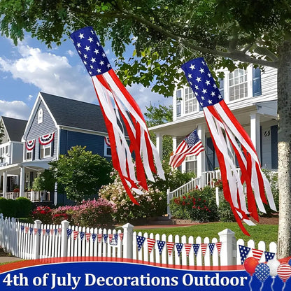 2 Pk Lighted American Flag Windsock
