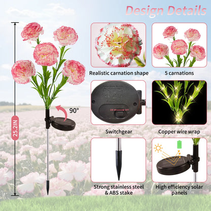 2pc LED Carnation Solar Lights