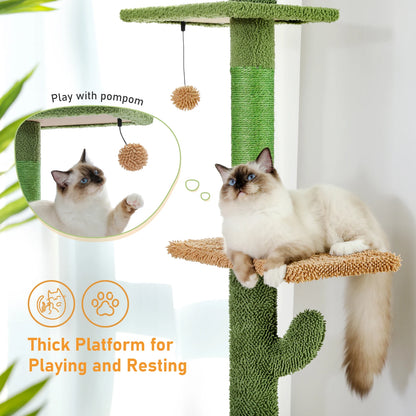 5-Tier Floor to Ceiling Cat Tower Cactus