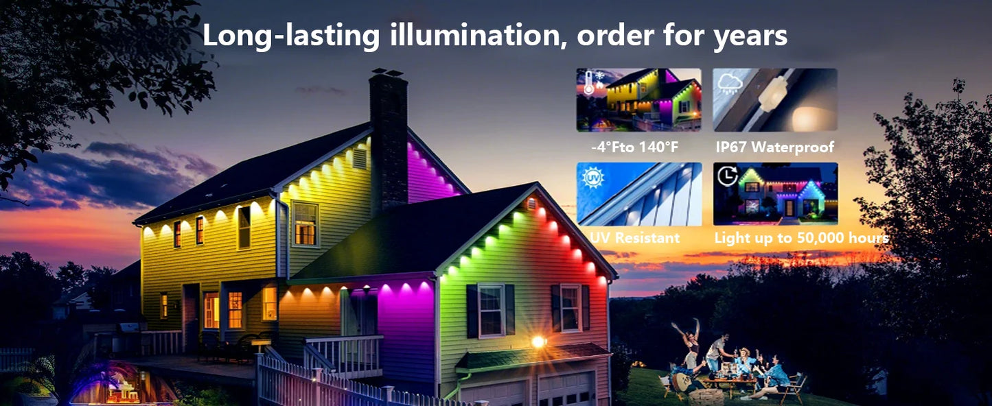 Smart Permanent Outdoor Lights with Music Sync