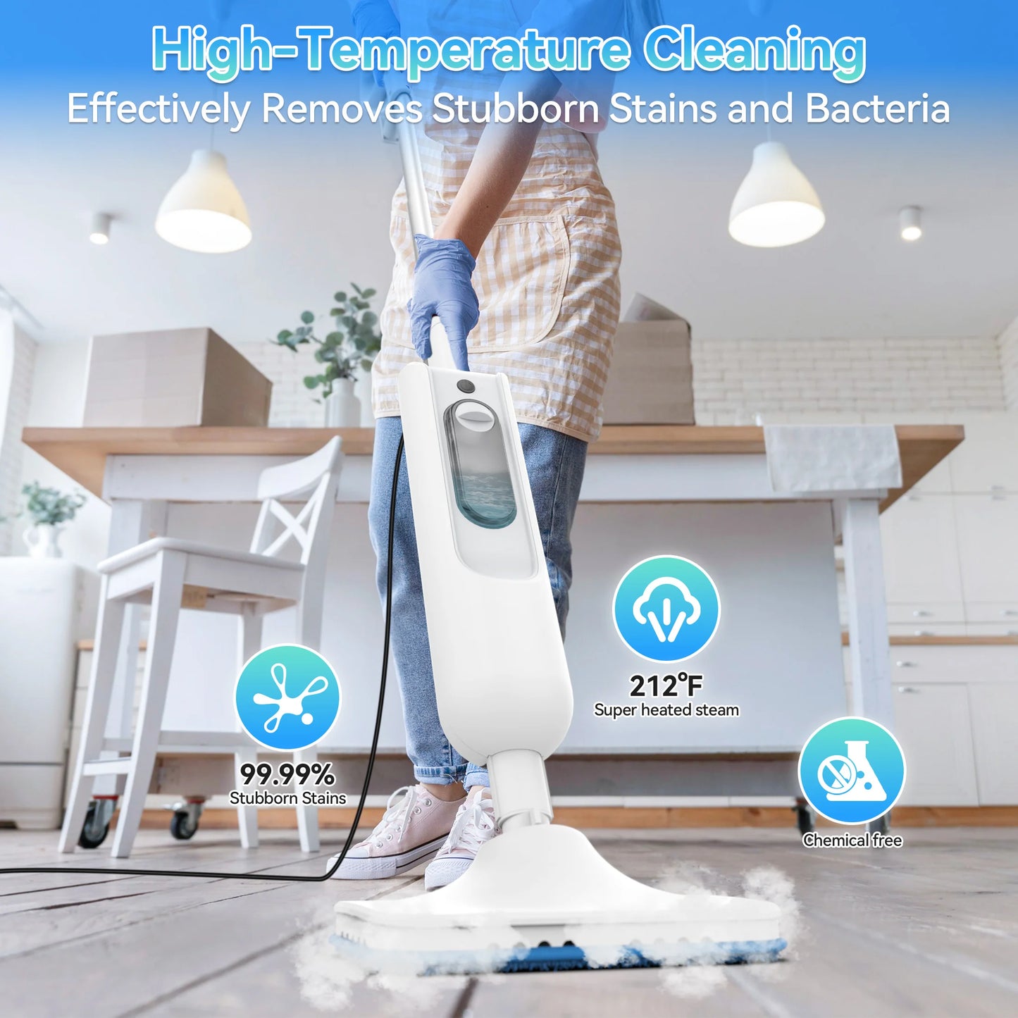High Temp Steam Mop 6 in 1 Scrubbing  Power