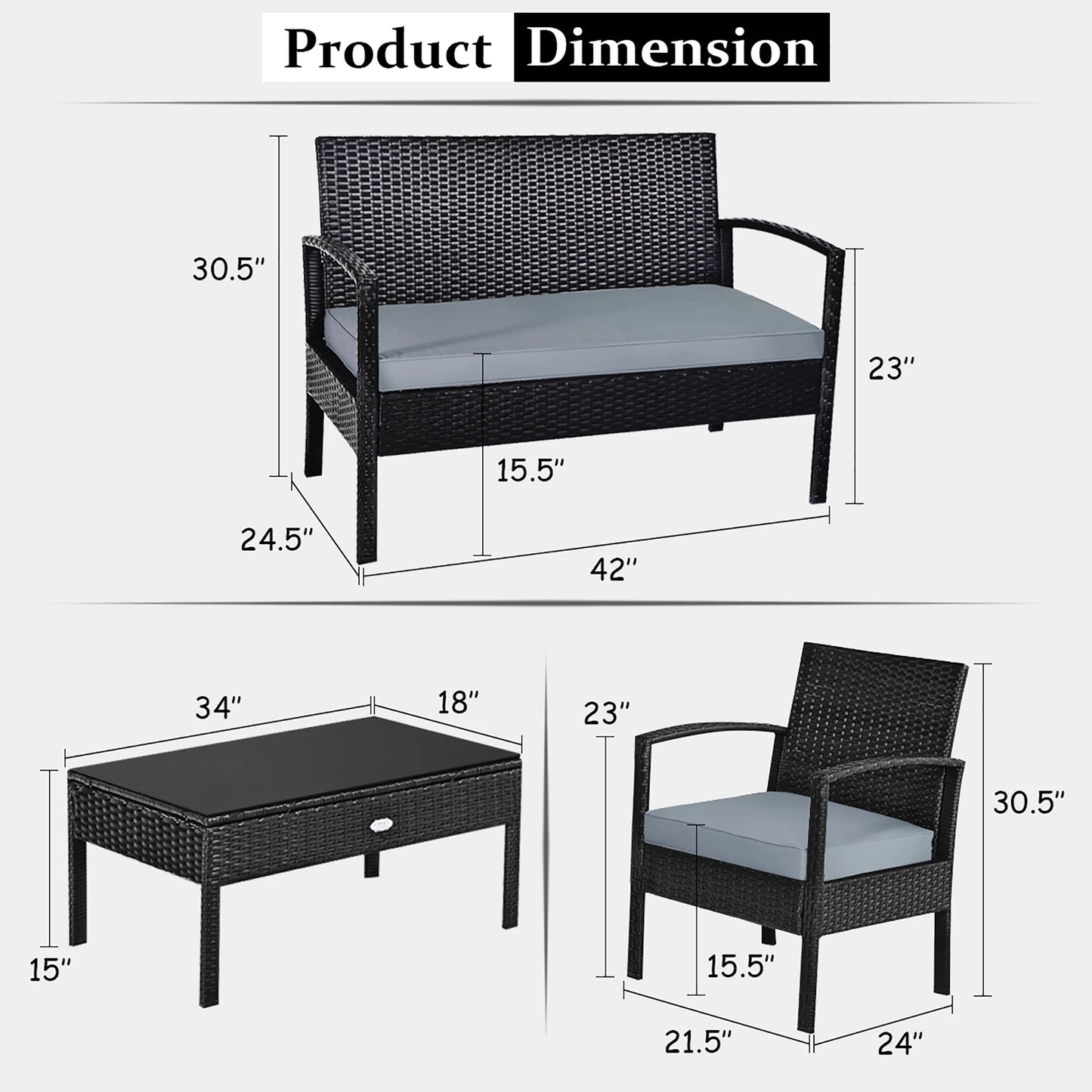 4pcs Outdoor Wicker Set