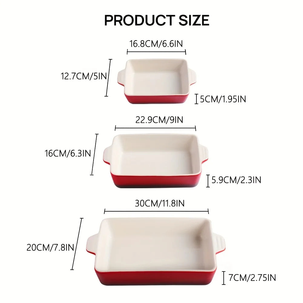 3pcs/Set Ceramic Bakeware Set