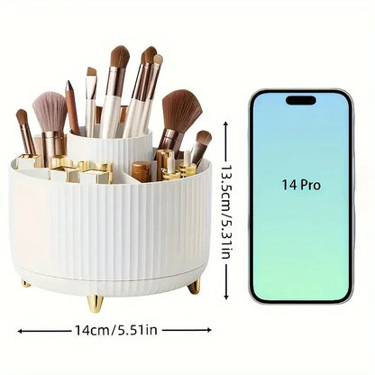 5 Compartment 360° Rotating Makeup & Brush Organizer
