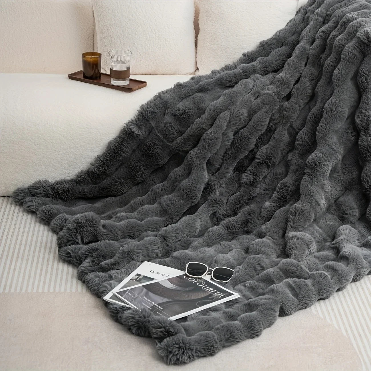 Cozy Faux Rabbit Oversized Throw