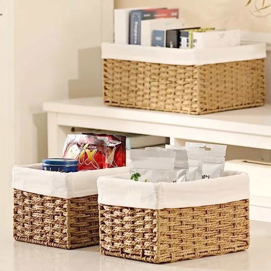3-Pack Woven Rope Wicker Baskets