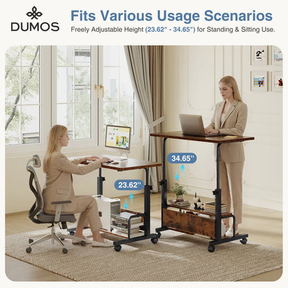 31.5in Adjustable, Mobile Standing Computer Desk