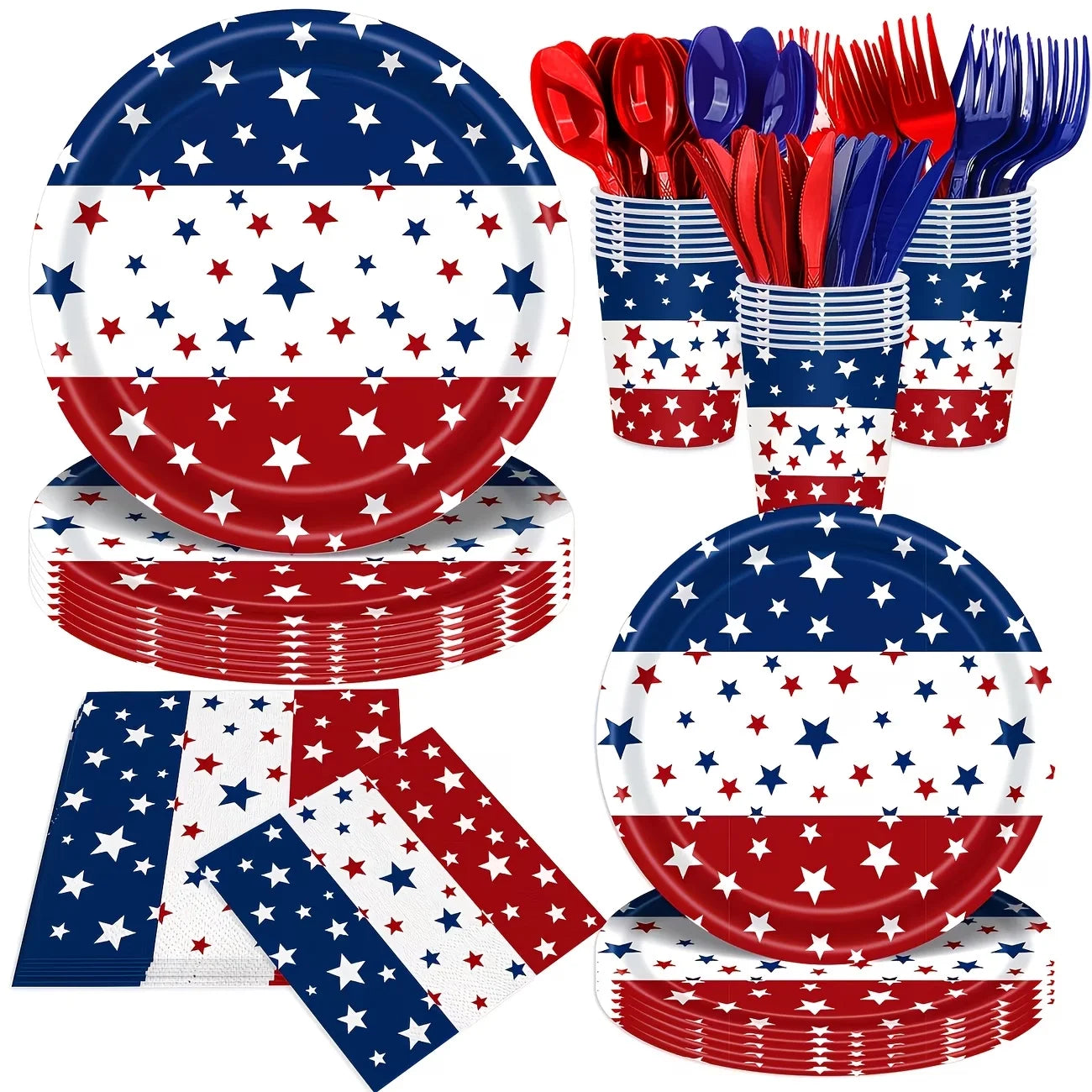 138pcs Patriotic Themed Tableware Set