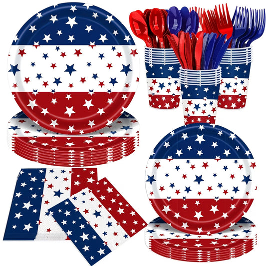 138pcs Patriotic Themed Tableware Set