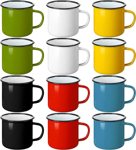 12-Pack Vintage Enamel Mugs