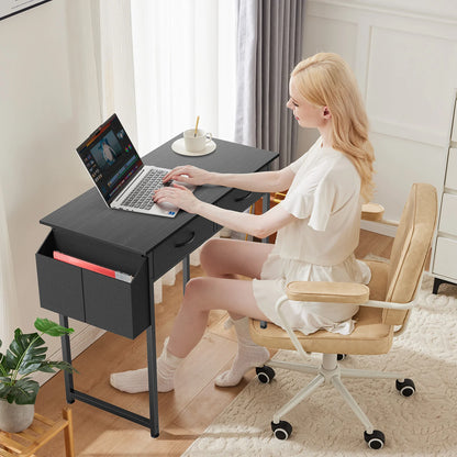 32in Computer Desk with Fabric Storage Drawers