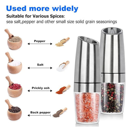 1pc/2pcs, LED Electric Salt And Pepper Grinder
