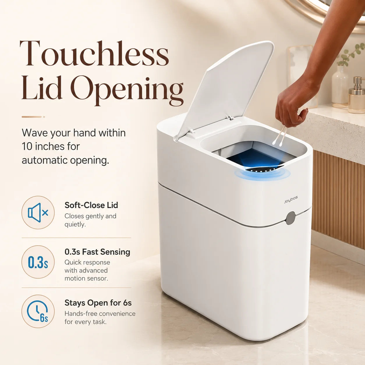 Touchless Trash Can with Auto Bag-Suction