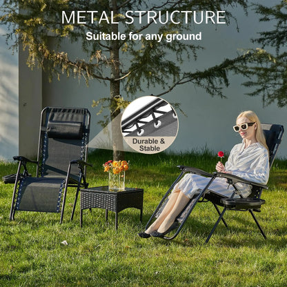 2pc Zero Gravity Lounge Chair, Cup Holder