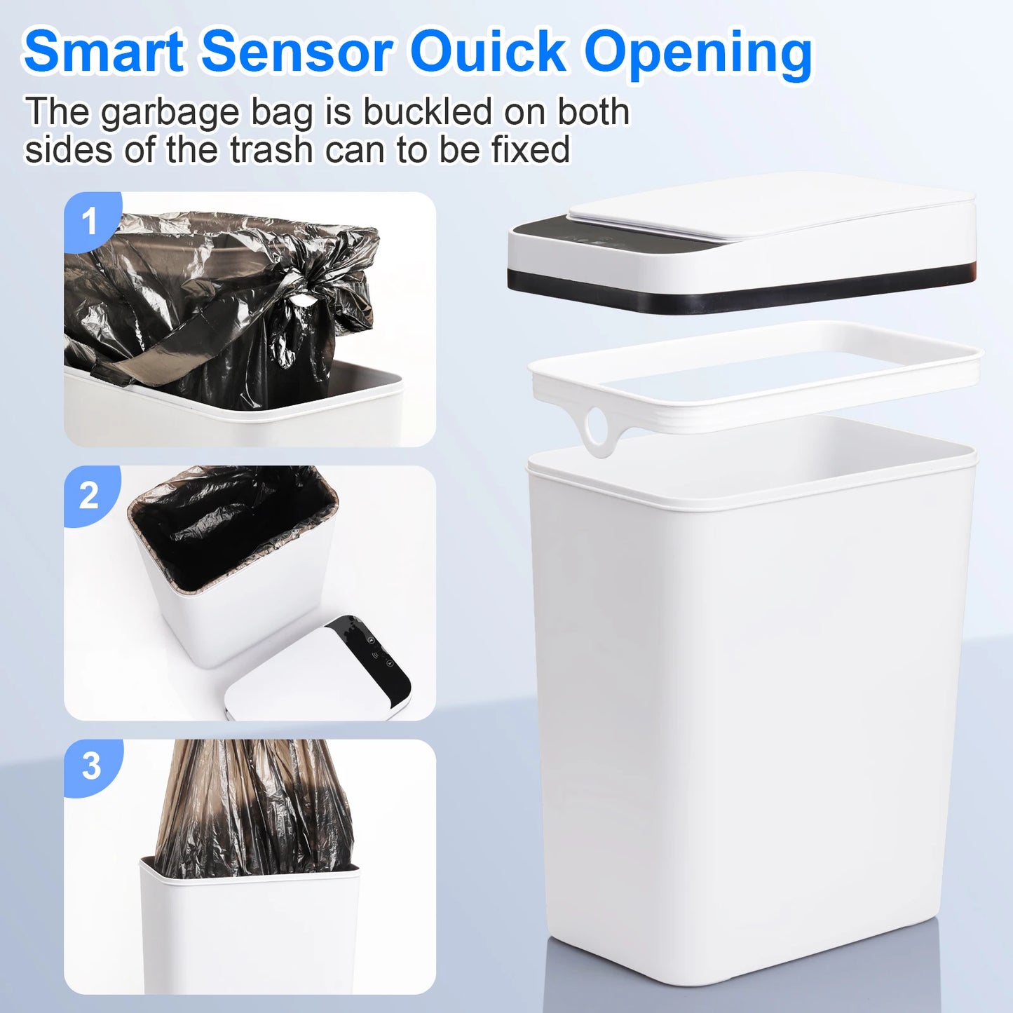 2 Pk 12L Slim Automatic Sensor Trash Cans