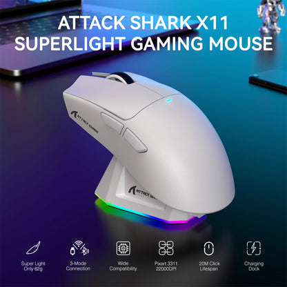 Lightweight Wireless Gaming Mouse with RGB Backlight Charging