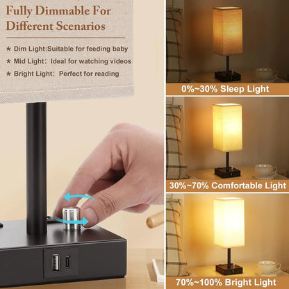 Fully Dimmable Table Lamps w/Charging Ports