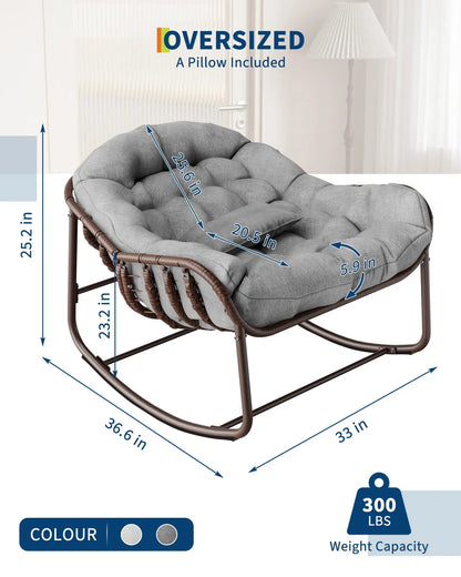 Oversized Papasan Rocking Chair With Cushion