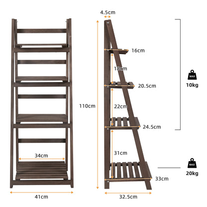 Folding 4 Tier Ladder Shelf