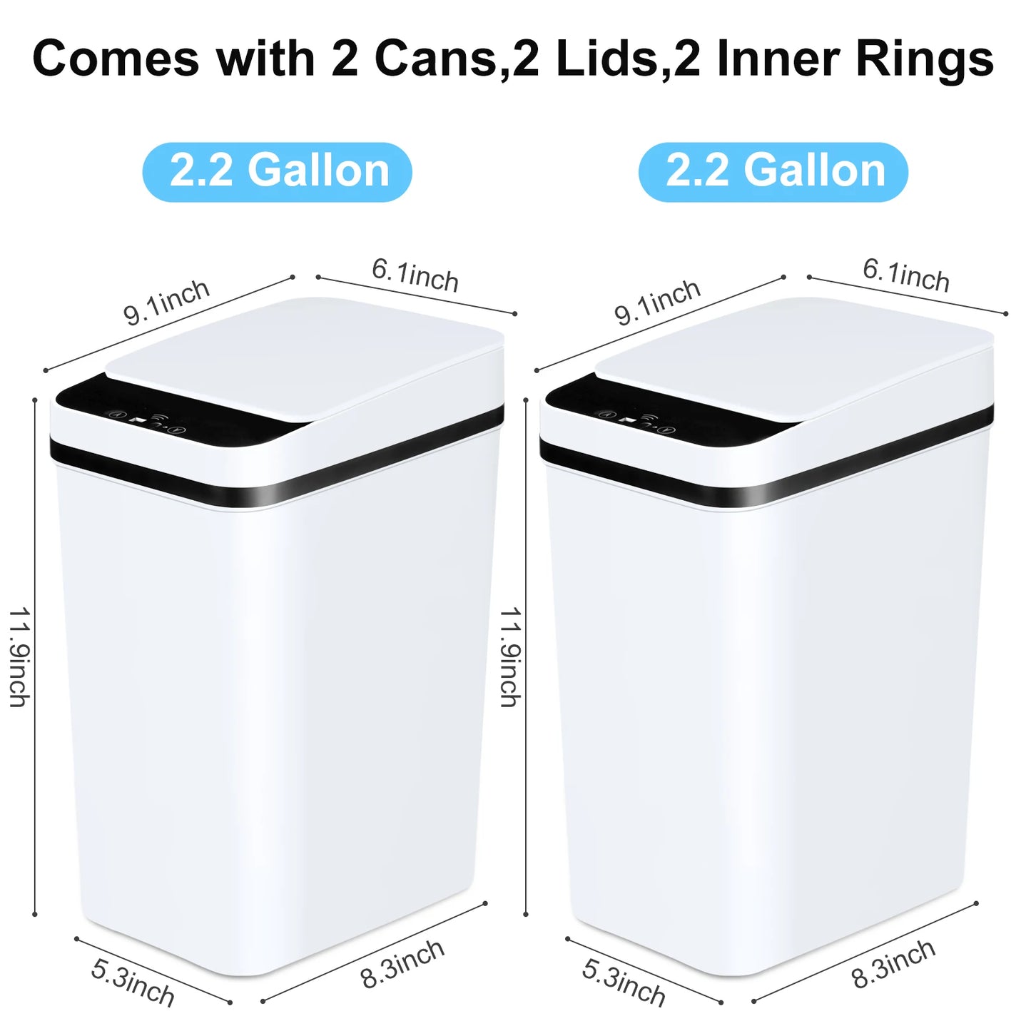 2 Pk 12L Slim Automatic Sensor Trash Cans