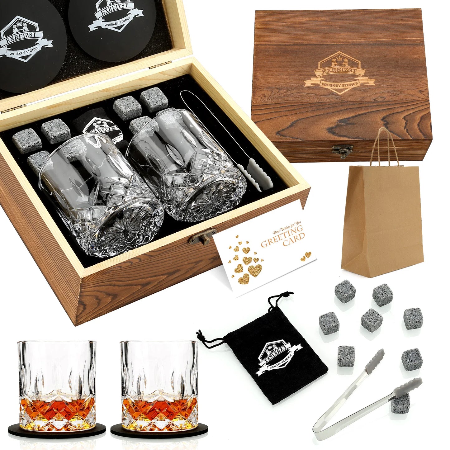 Whiskey Stones & Glasses Set