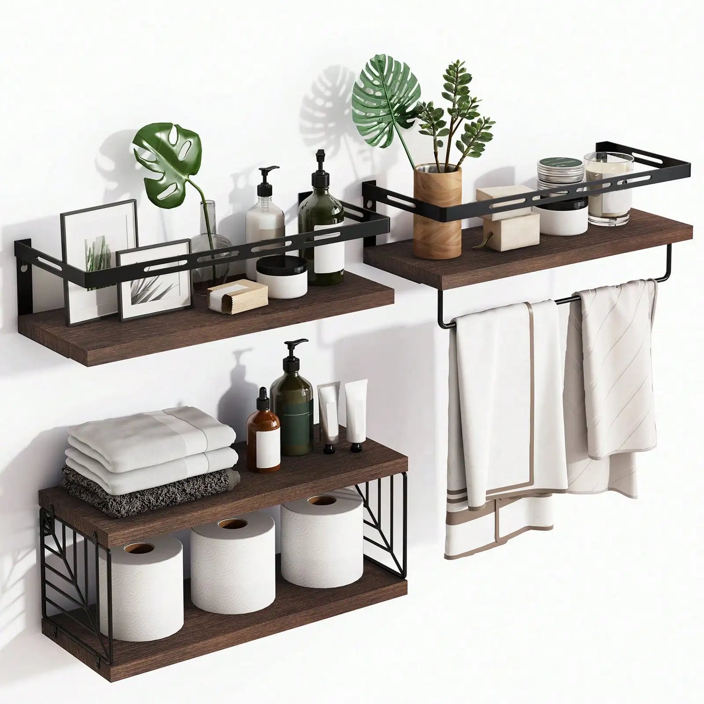 Floating Rustic Wood Bathroom Shelves