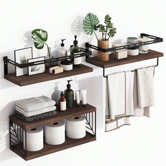 Floating Rustic Wood Bathroom Shelves