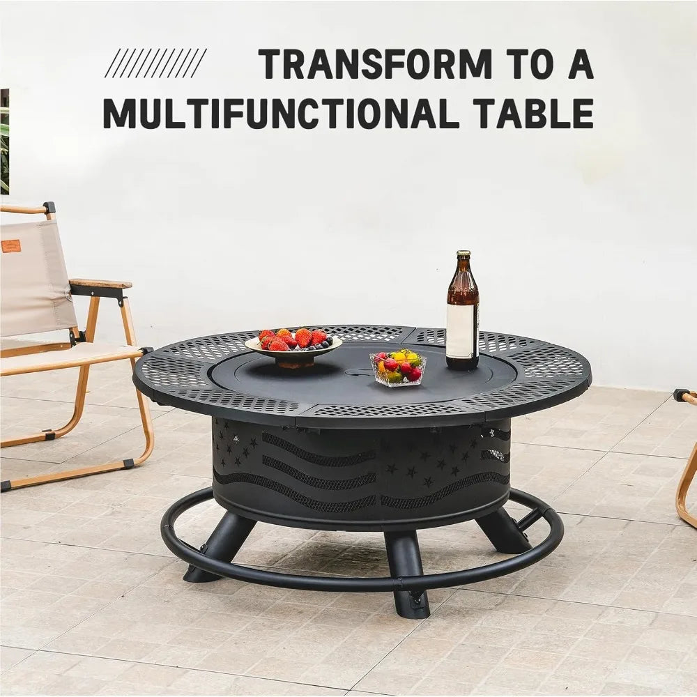 36 Inch Fire Pit with 2 Cooking Grates