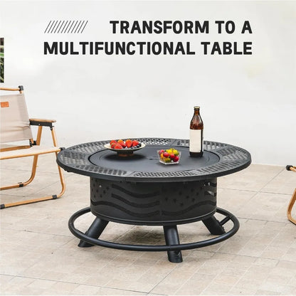 36 Inch Fire Pit with 2 Cooking Grates