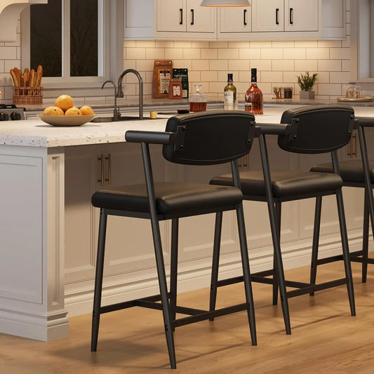 2PCS Modern Bar Stools Set with Back & Wider Seat