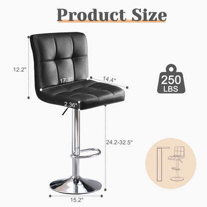 Leather Bar Stools Set of 2-up to 250lbs