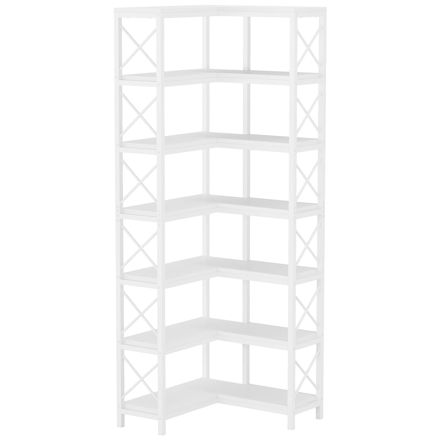 Tribesigns 7-Shelf Corner Bookshelf w/ Metal Frame
