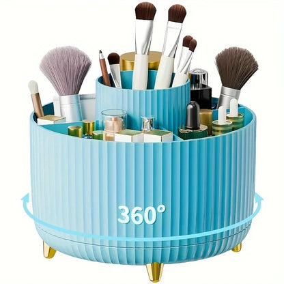 5 Compartment 360° Rotating Makeup & Brush Organizer