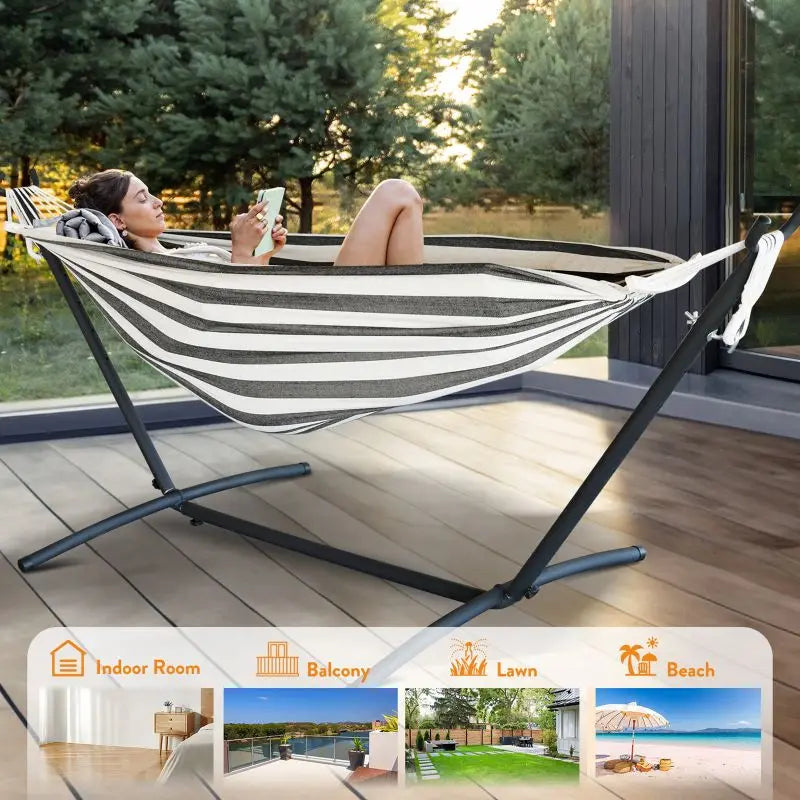 Gyroor Hammock with Adjustable Stand 600lb Capacity